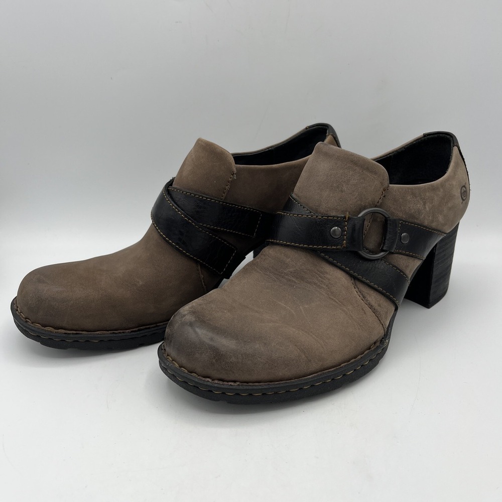Born Leather Strappy Booties Womens US 8.5 M EU 40 Slip On Harness Chunky Heel - Picture 6 of 16